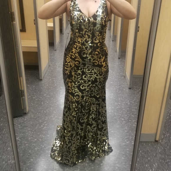 black gold mermaid dress